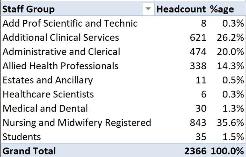 LCHS staff group and headcount