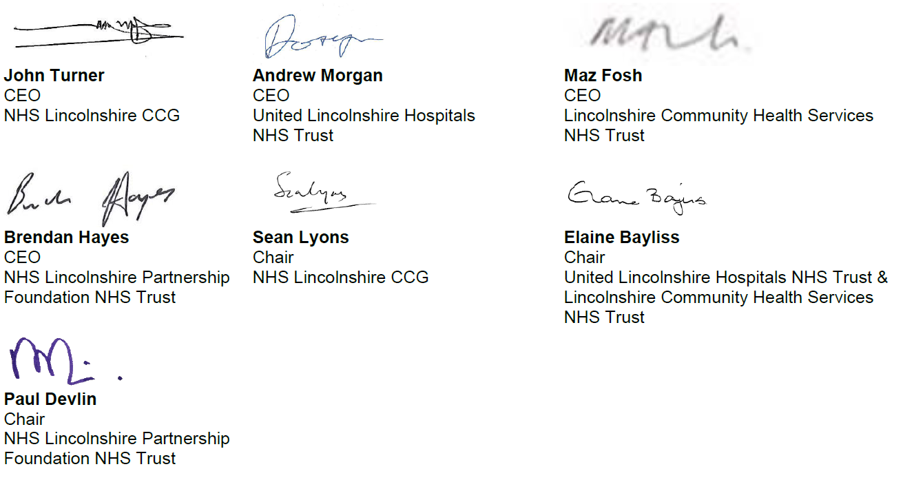 Lincolnshire NHS CEO statement signatures.png